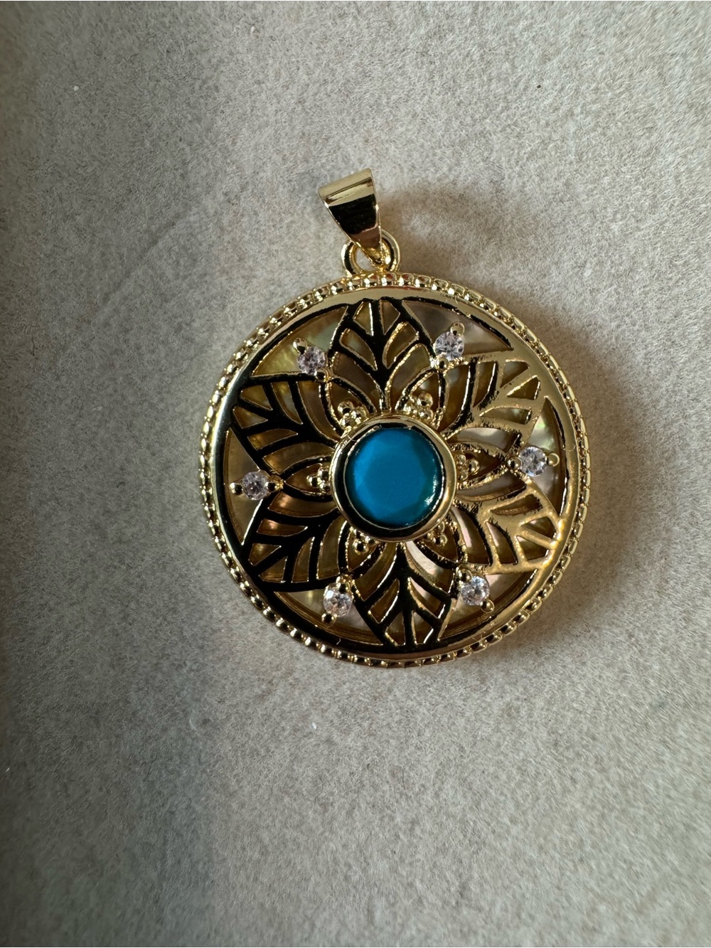 Gold-Tone Filigree Pendant Necklace with Turquoise Center Freida Rothman Vault